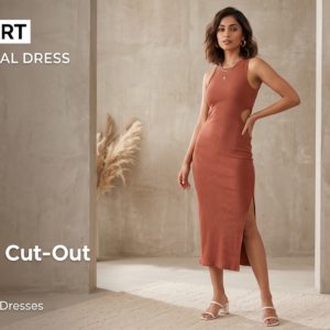 Isla Ribbed Cut-Out Midi Dress