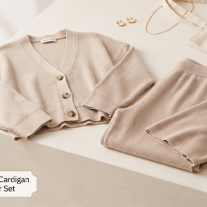 Aura Knit Cropped Cardigan & Wide-Leg Trouser Set